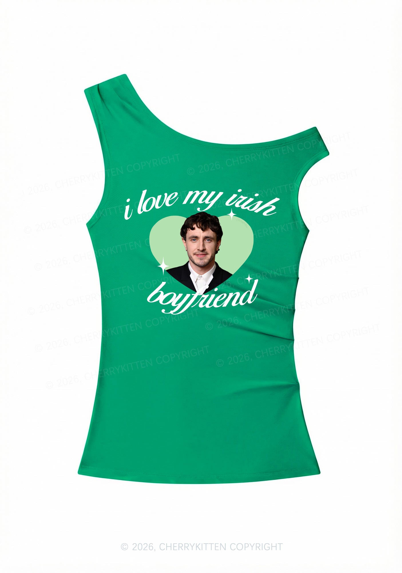 Custom Love My Irish Boyfriend St Patricks Y2K Off Shoulder Tank Top Cherrykitten