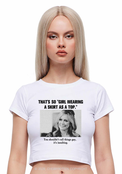 Girl Wearing A Skirt As A Top Y2K Baby Tee Cherrykitten