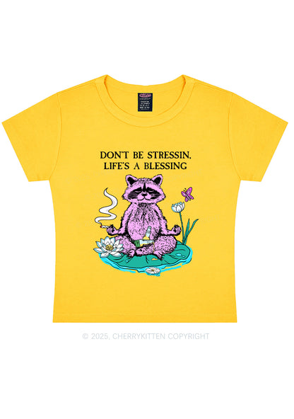 Dont Stress Raccoon Y2K Baby Tee Cherrykitten