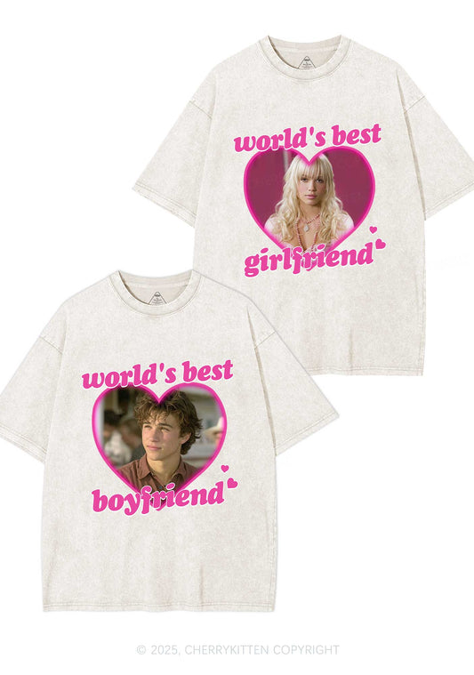 Custom Worlds Best BF GF Y2K Valentine's Day Washed Tee Cherrykitten