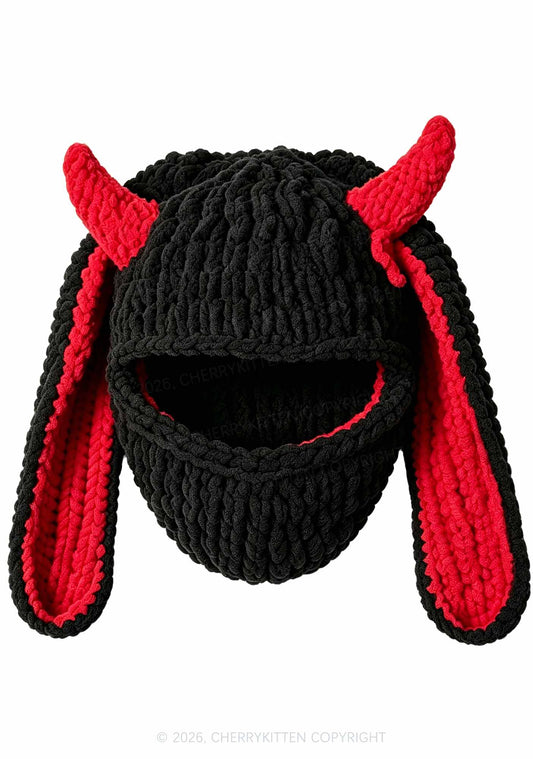 Halloween Red Bunny Horn Y2K Motorcycle Helmet Cover Cherrykitten