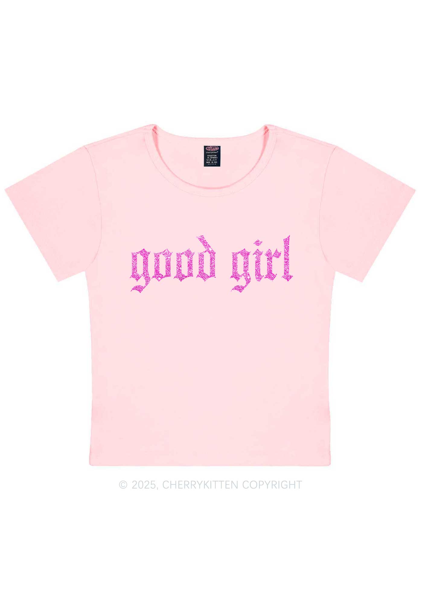 Glitter Good Girl Y2K Baby Tee Cherrykitten