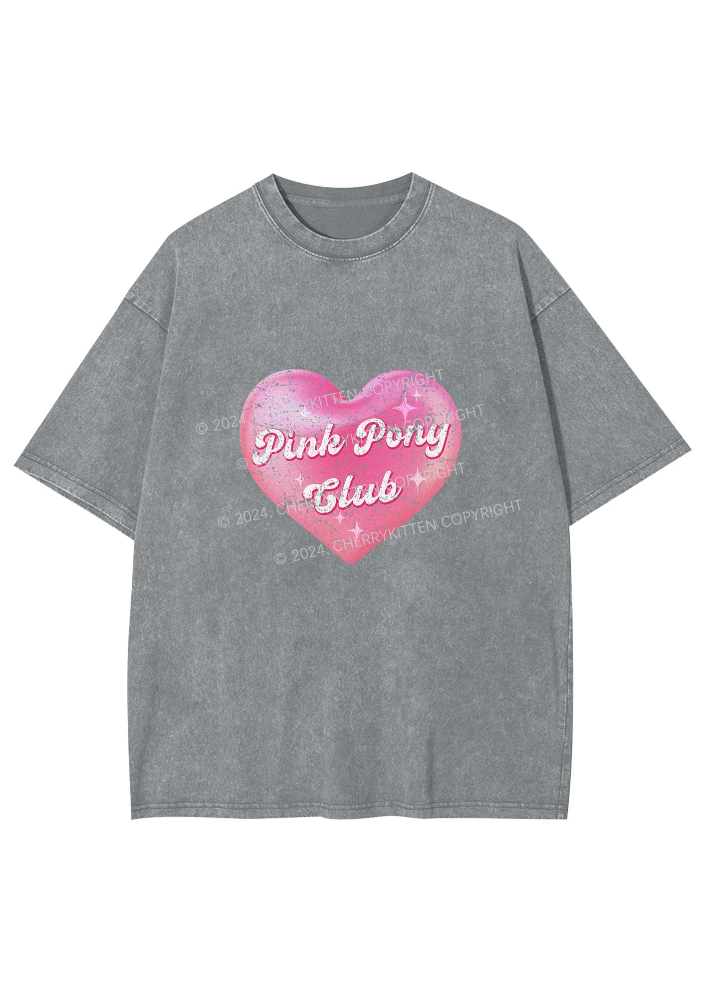 Pink Heart Pony Club Y2K Washed Tee Cherrykitten