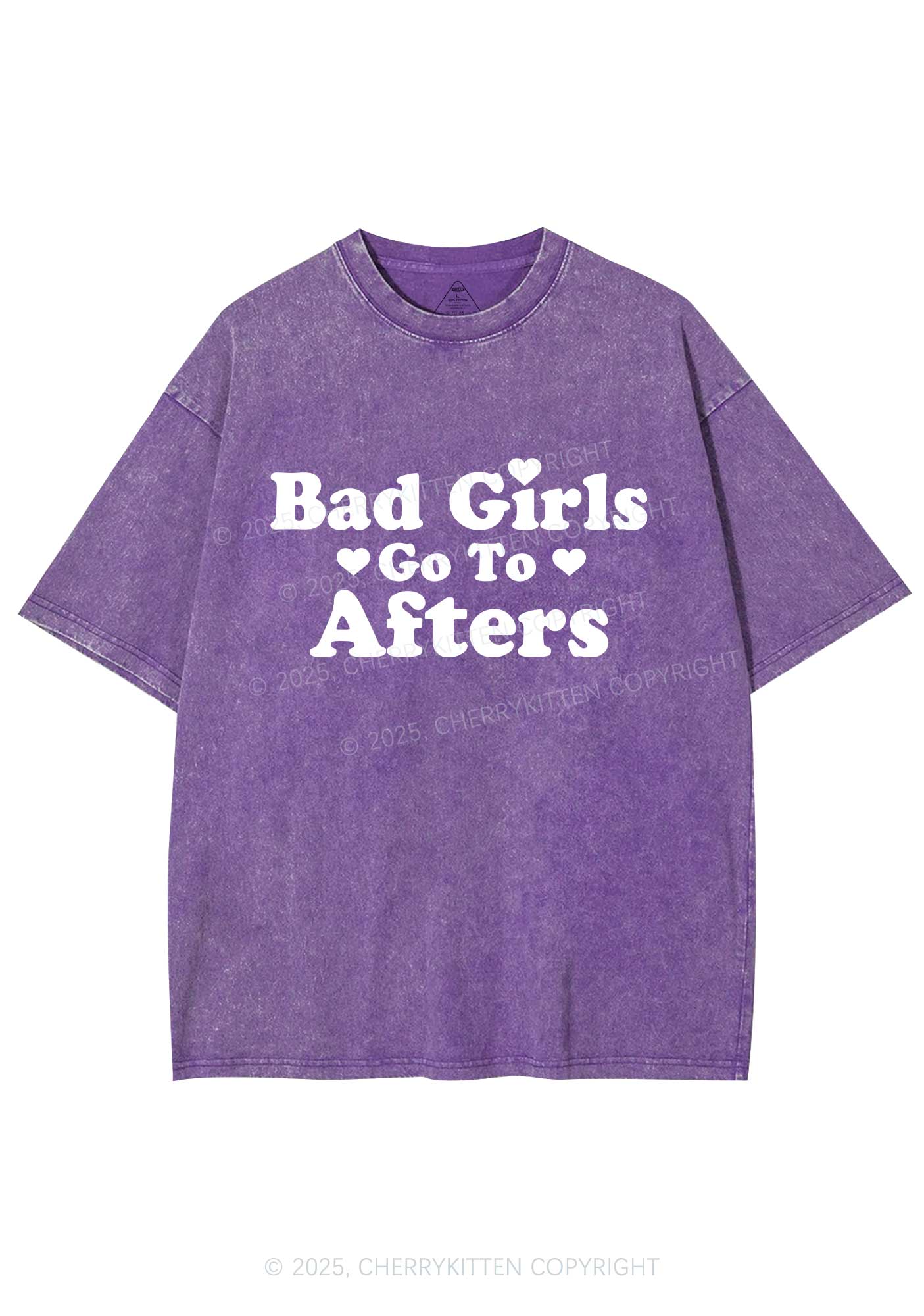 Bad Girls Go Afters Y2K Shirts Washed Tee Cherrykitten
