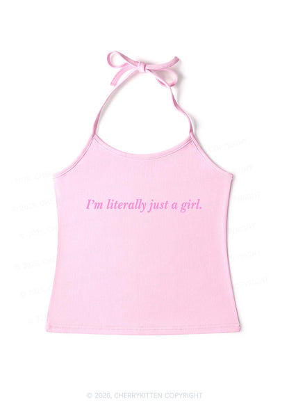 Literally Just A Girl Y2K Halter Neck Cami Cherrykitten