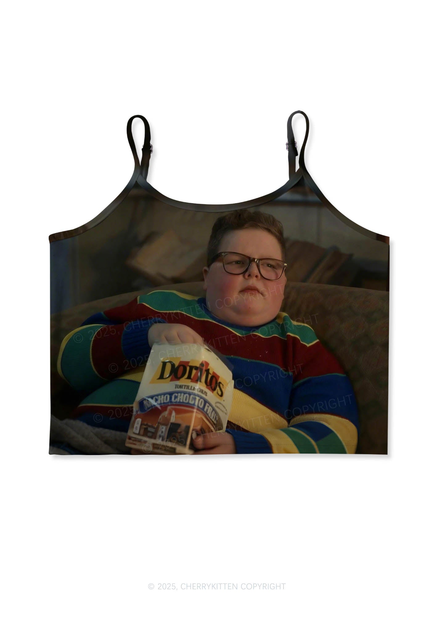 Snack Boy Y2K Print Cami Crop Top Cherrykitten