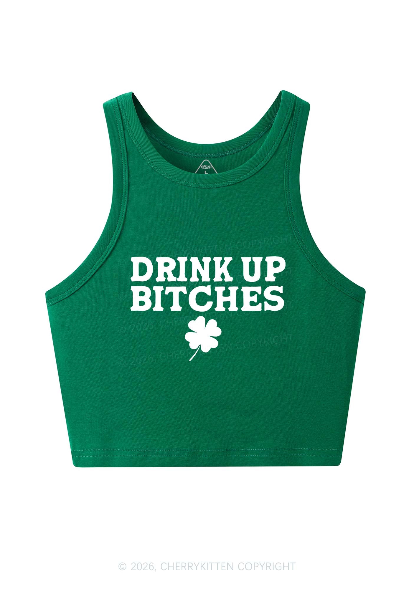 Drink Up Bxxch St Patricks Y2K Crop Tank Top Cherrykitten