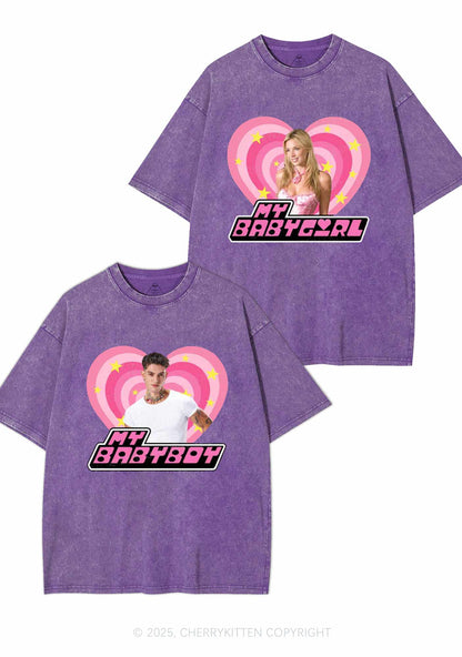 Custom Photo My Baby Y2K Valentine's Day Washed Tee Cherrykitten