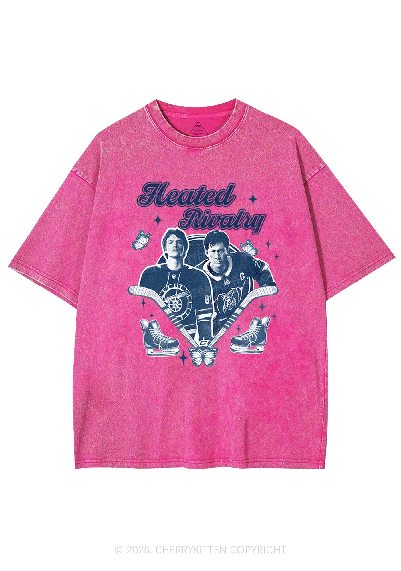 Retro Hockey Elements Y2K Shirts Washed Tee Cherrykitten
