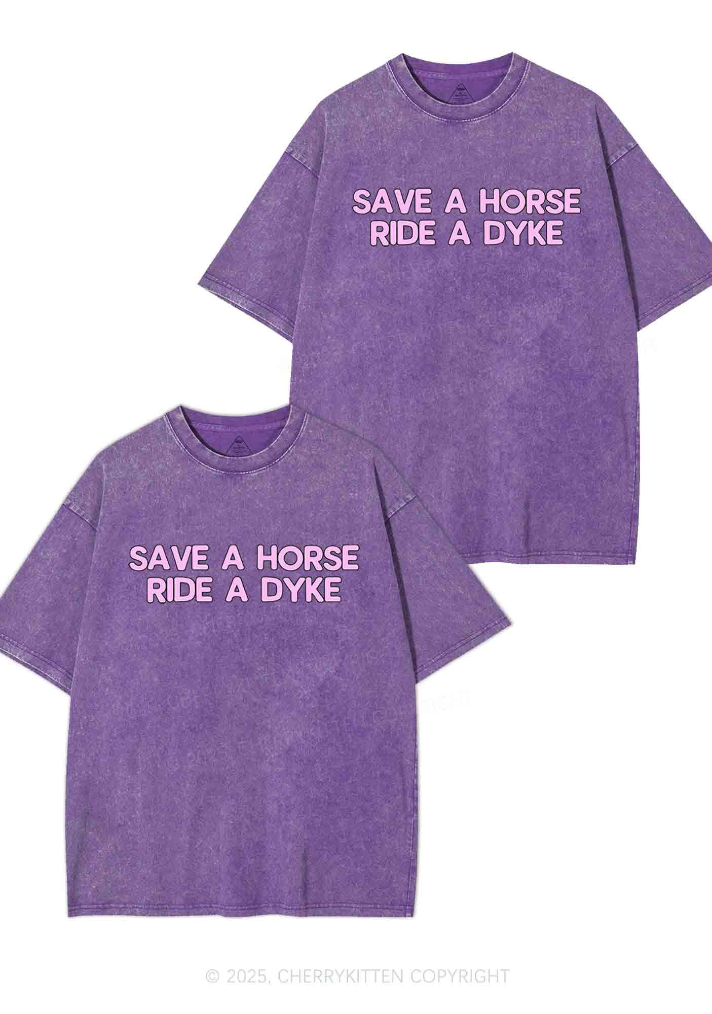 Save Horse Ride Dyke Y2K Valentine's Day Washed Tee Cherrykitten