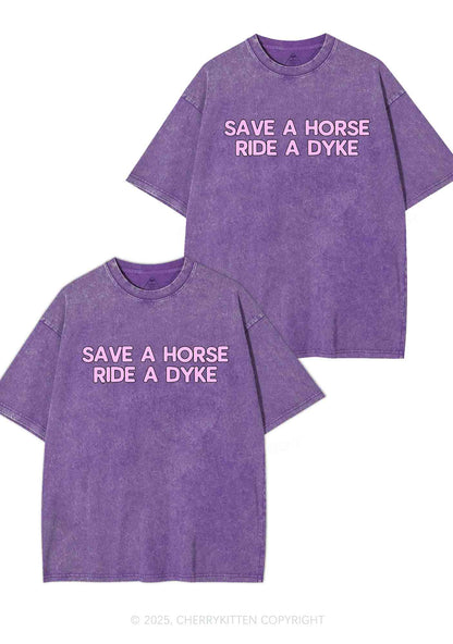 Save Horse Ride Dyke Y2K Valentine's Day Washed Tee Cherrykitten