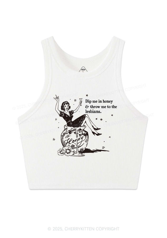 Throw Me To The Lesbians Pride Y2K Crop Tank Top Cherrykitten