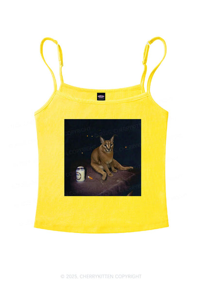 Drinking Floppa Y2K Spaghetti Strap Cami Cherrykitten