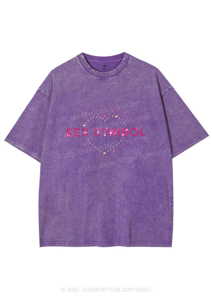 Rhinestone Sx Symbol Y2K Shirts Washed Tee Cherrykitten