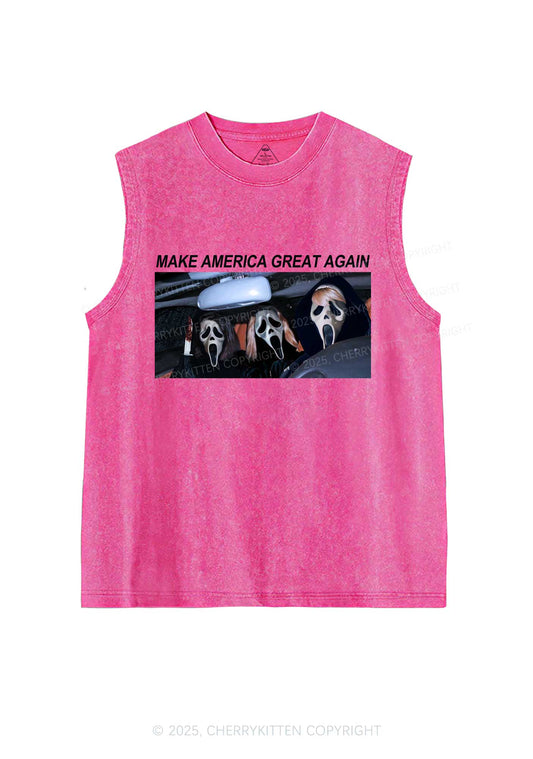 Halloween Ghost Make America Great Again Y2K Washed Muscle Tank Cherrykitten