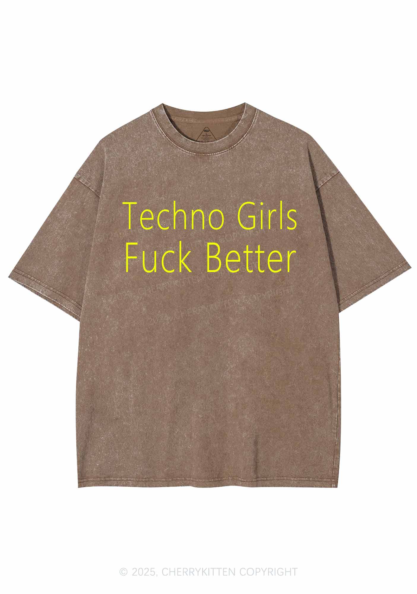 Techno Girls Fxxk Better Y2K Shirts Washed Tee Cherrykitten