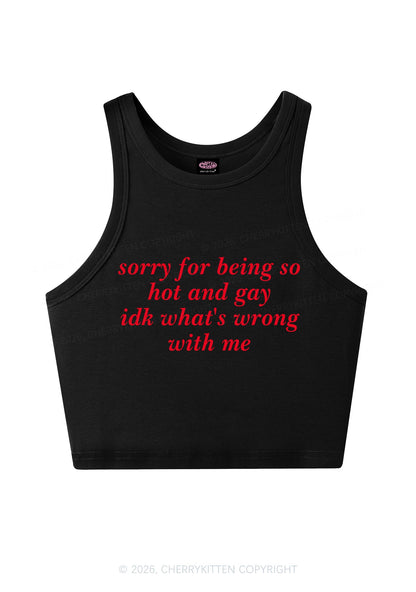 Sorry For Being Gay Pride Y2K Crop Tank Top Cherrykitten