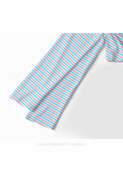 Trans Stripes Pride Y2K Mesh Long Sleeve Crop Top Cherrykitten