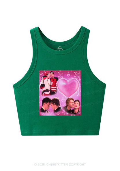 Pink Heart Portrait HR Y2K Crop Tank Top Cherrykitten