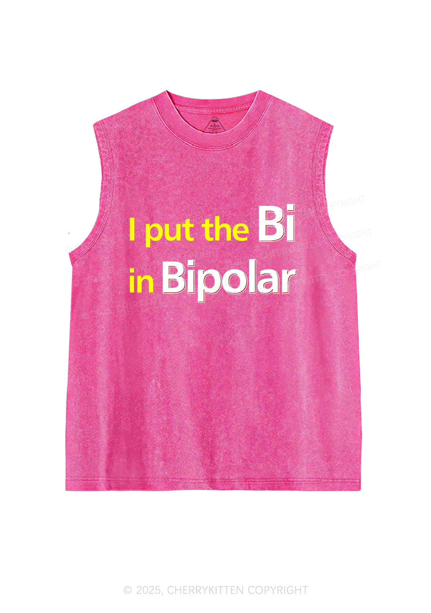 Bi In Bipolar Y2K Washed Muscle Tank Cherrykitten