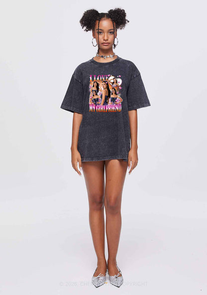 Custom I Love My Lesbian GF Pride Y2K Shirts Washed Tee Cherrykitten