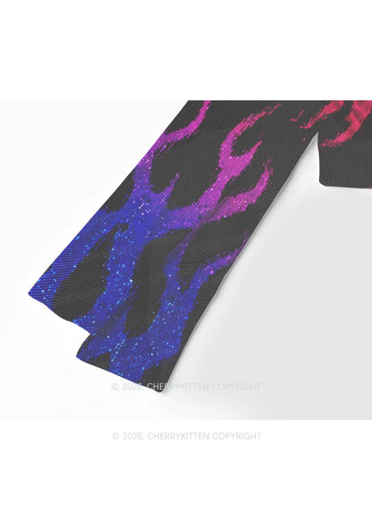 Bisexual Flame Pride Y2K Mesh Long Sleeve Crop Top Cherrykitten