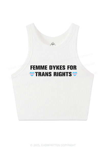 Femme Dykes For Trans Rights Y2K Crop Tank Top Cherrykitten