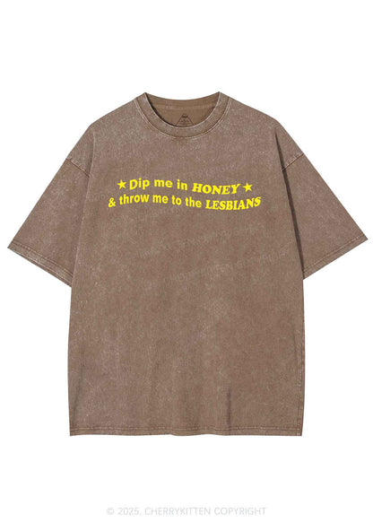 Honey Lesbians Pride Y2K Shirts Washed Tee Cherrykitten