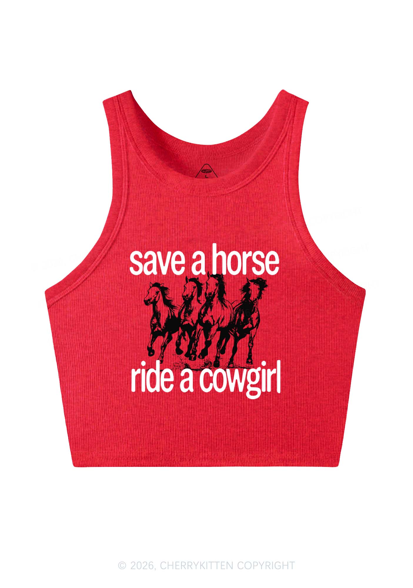 Four Horses Cowgirl Pride Y2K Crop Tank Top Cherrykitten