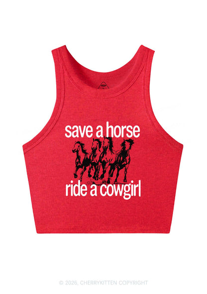 Four Horses Cowgirl Pride Y2K Crop Tank Top Cherrykitten