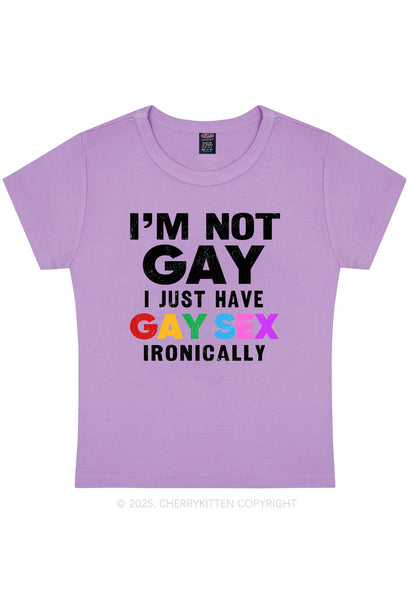 Gay Sx Ironically Pride Y2K Baby Tee Cherrykitten