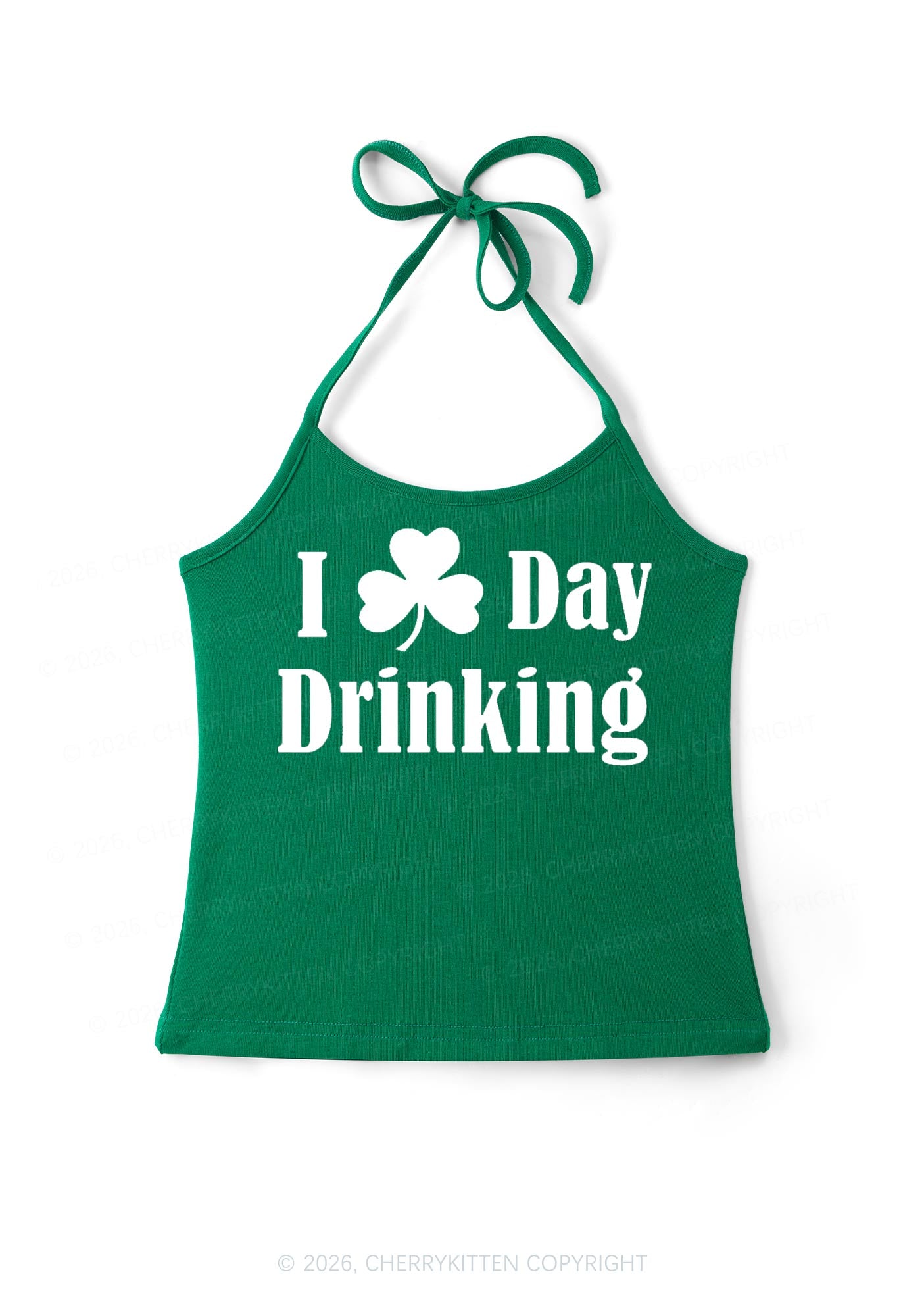 I Love Day Drinking St Patricks Y2K Halter Neck Cami Cherrykitten