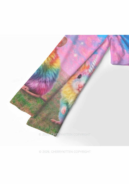 Unicorn Rat Pride Y2K Mesh Long Sleeve Crop Top Cherrykitten
