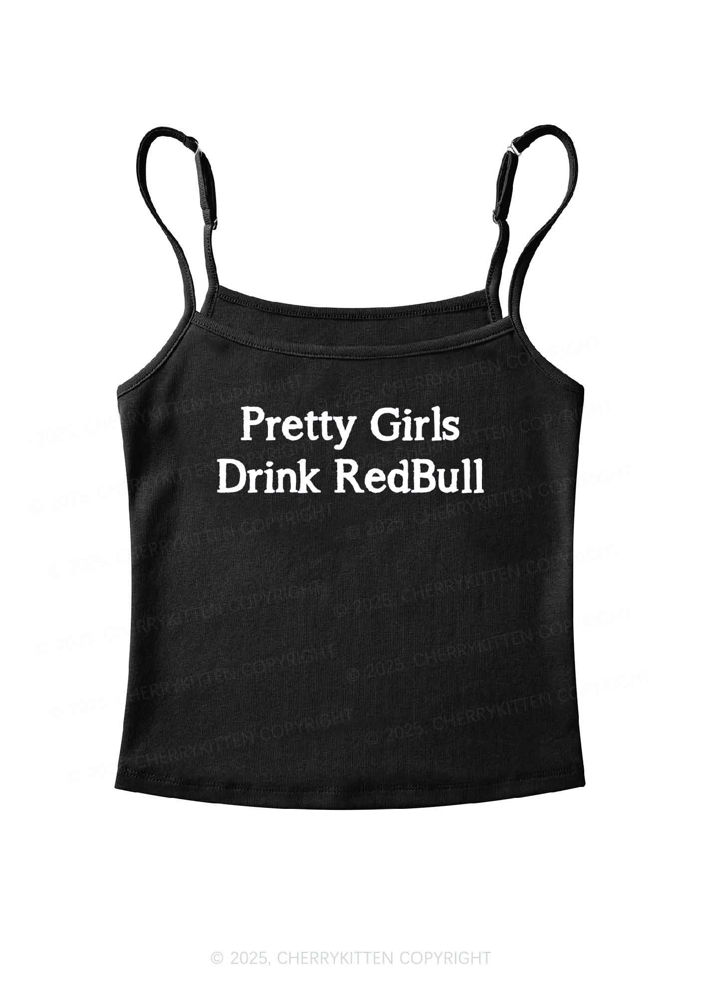 Pretty Girls Drink Redbull Y2K Spaghetti Strap Cami Cherrykitten