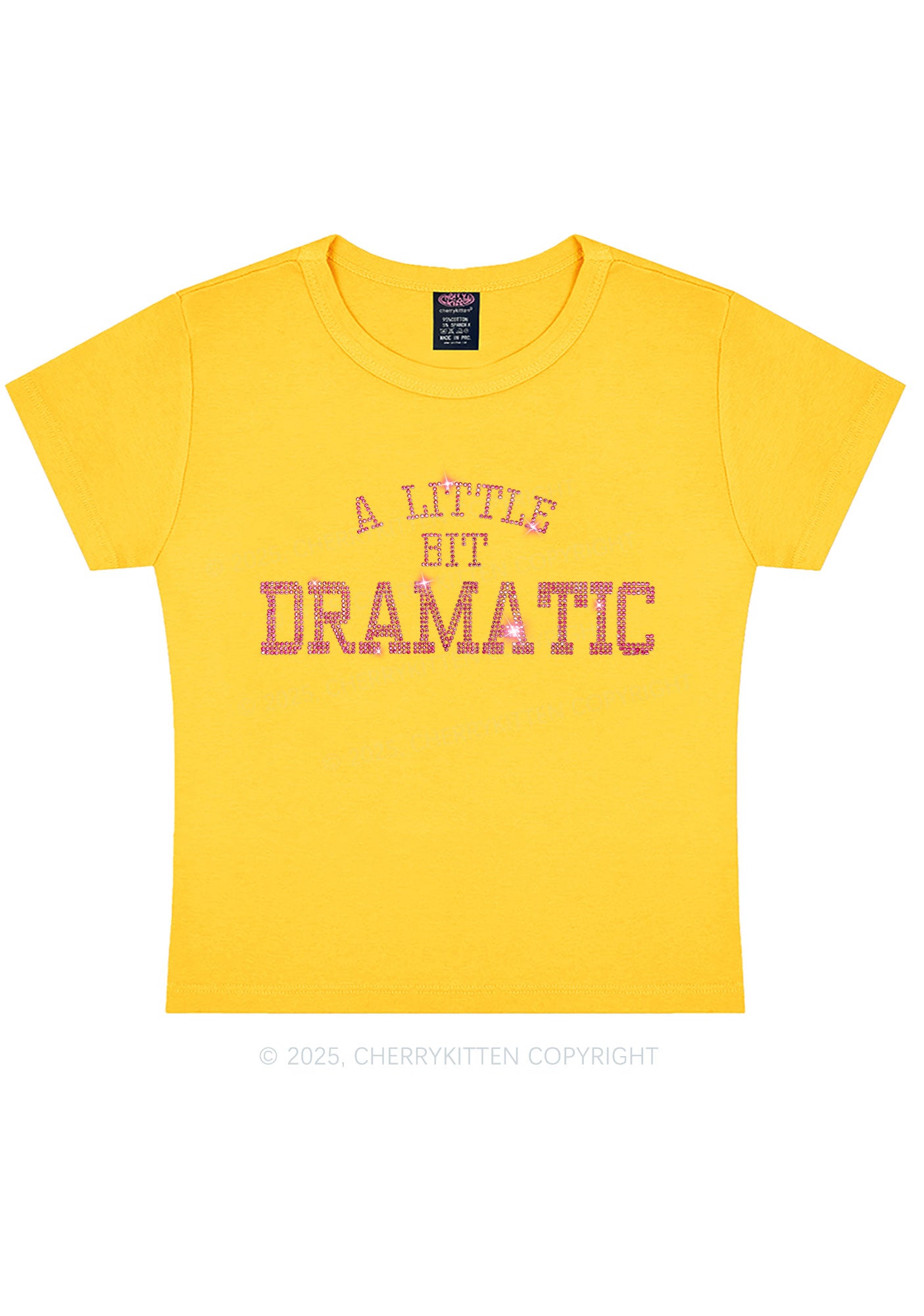 Rhinestone A Little Bit Dramatic Y2K Baby Tee Cherrykitten