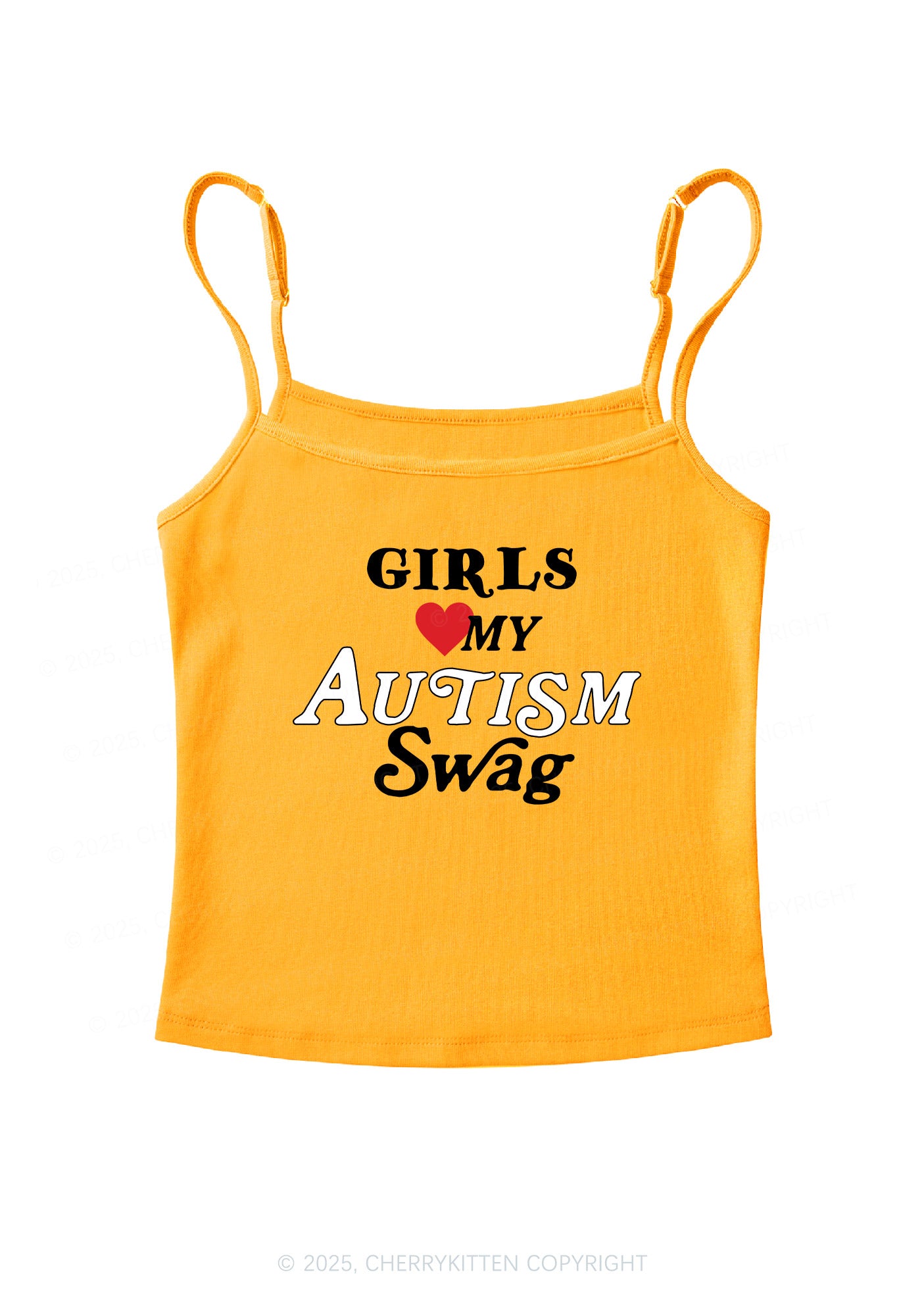 Girls Love Autism Swag Y2K Spaghetti Strap Cami Cherrykitten