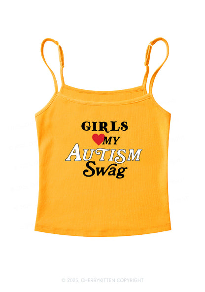 Girls Love Autism Swag Y2K Spaghetti Strap Cami Cherrykitten