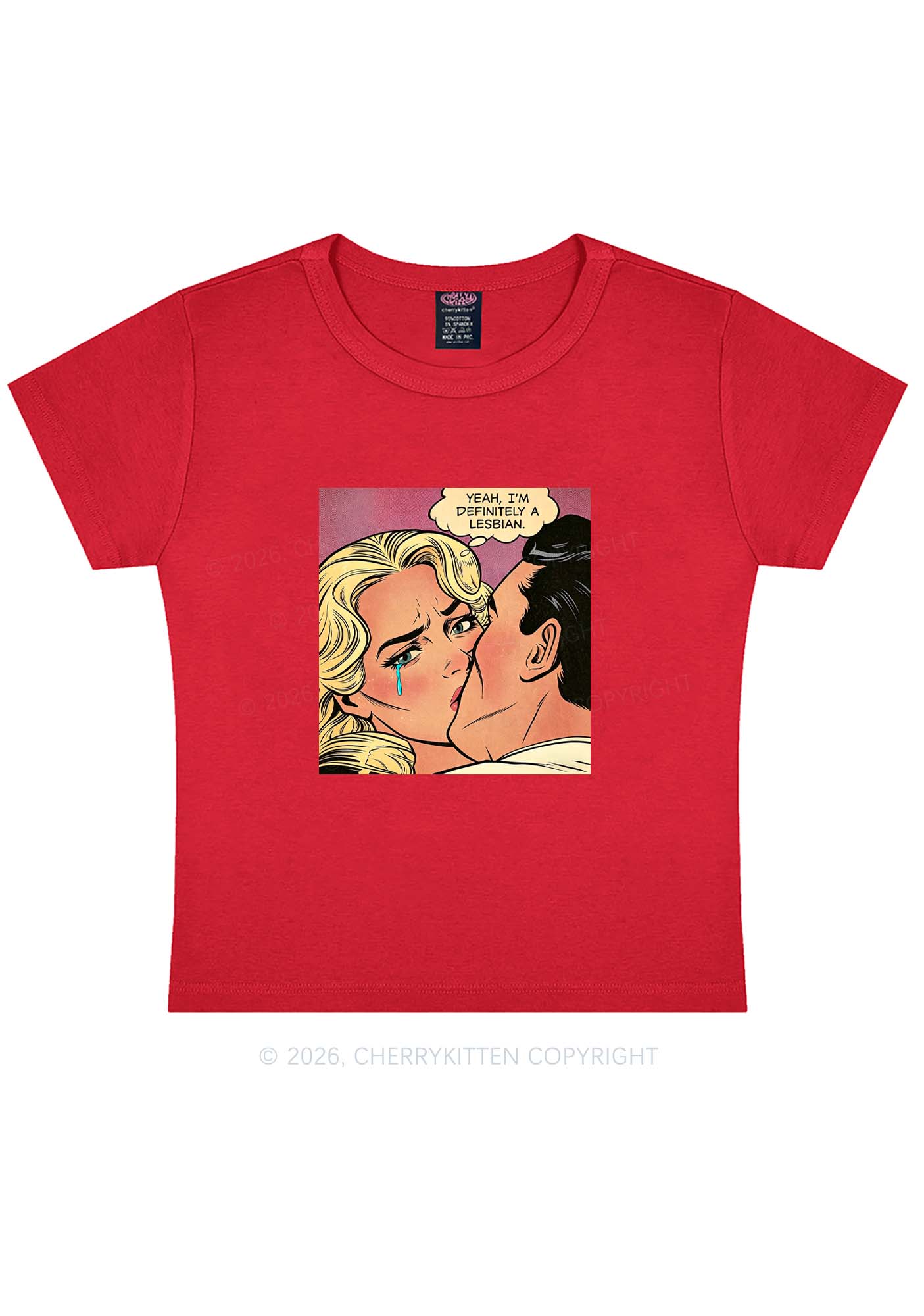Im Definitely A Lesbian Pride Y2K Baby Tee Cherrykitten