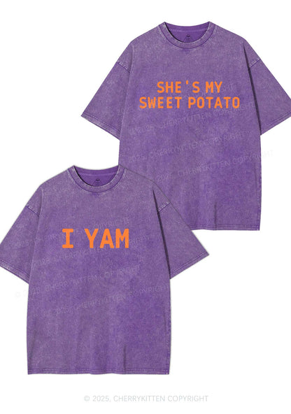 Shes My Sweet Potato Y2K Valentine's Day Washed Tee Cherrykitten