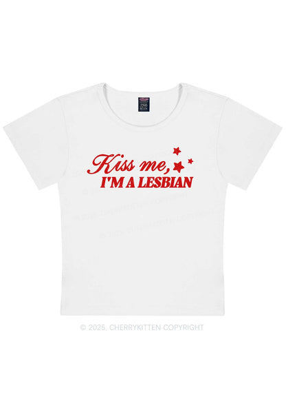 Kiss Me Im Lesbian Pride Y2K Baby Tee Cherrykitten