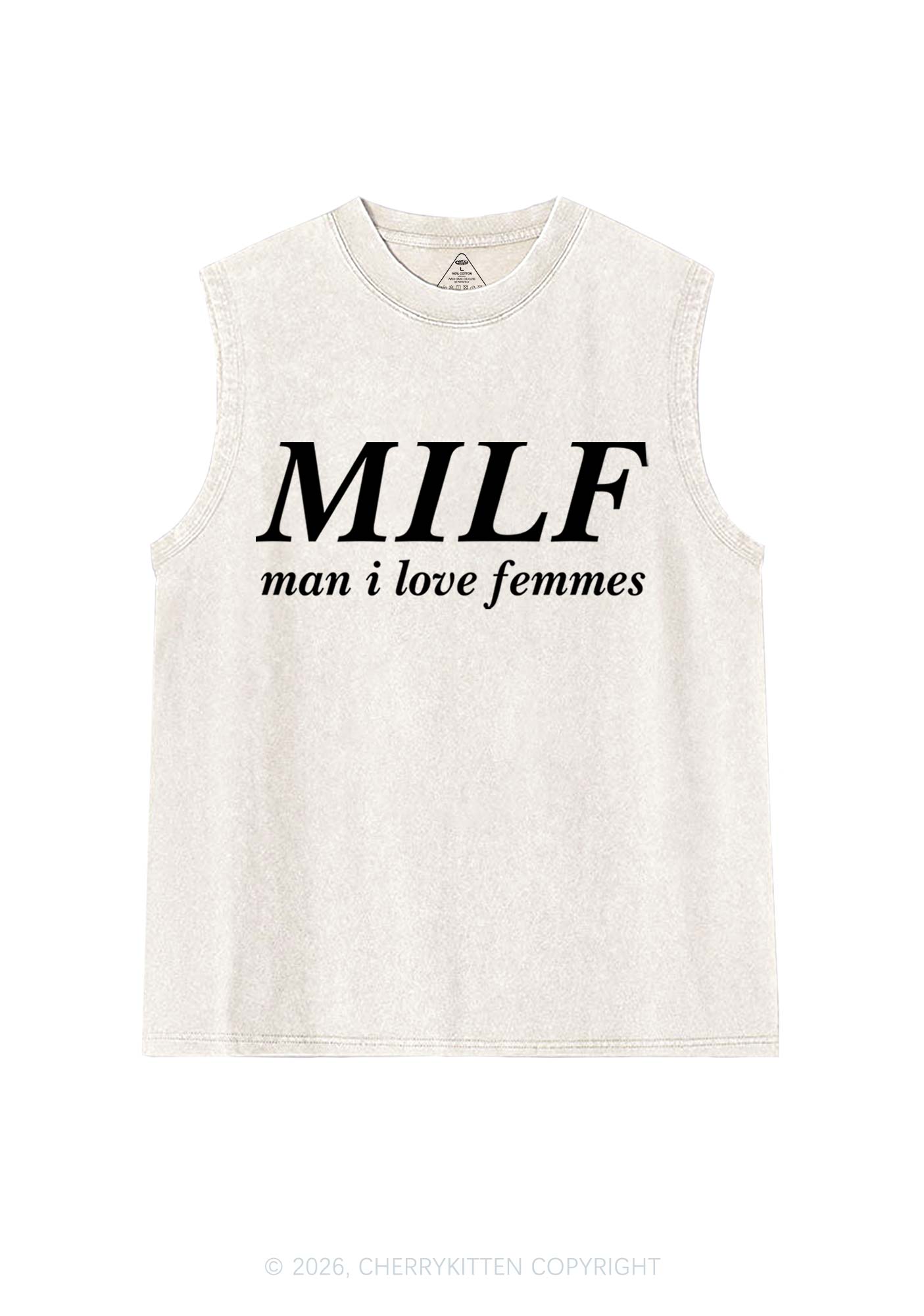 Man I Love Femme Pride Y2K Washed Muscle Tank Cherrykitten