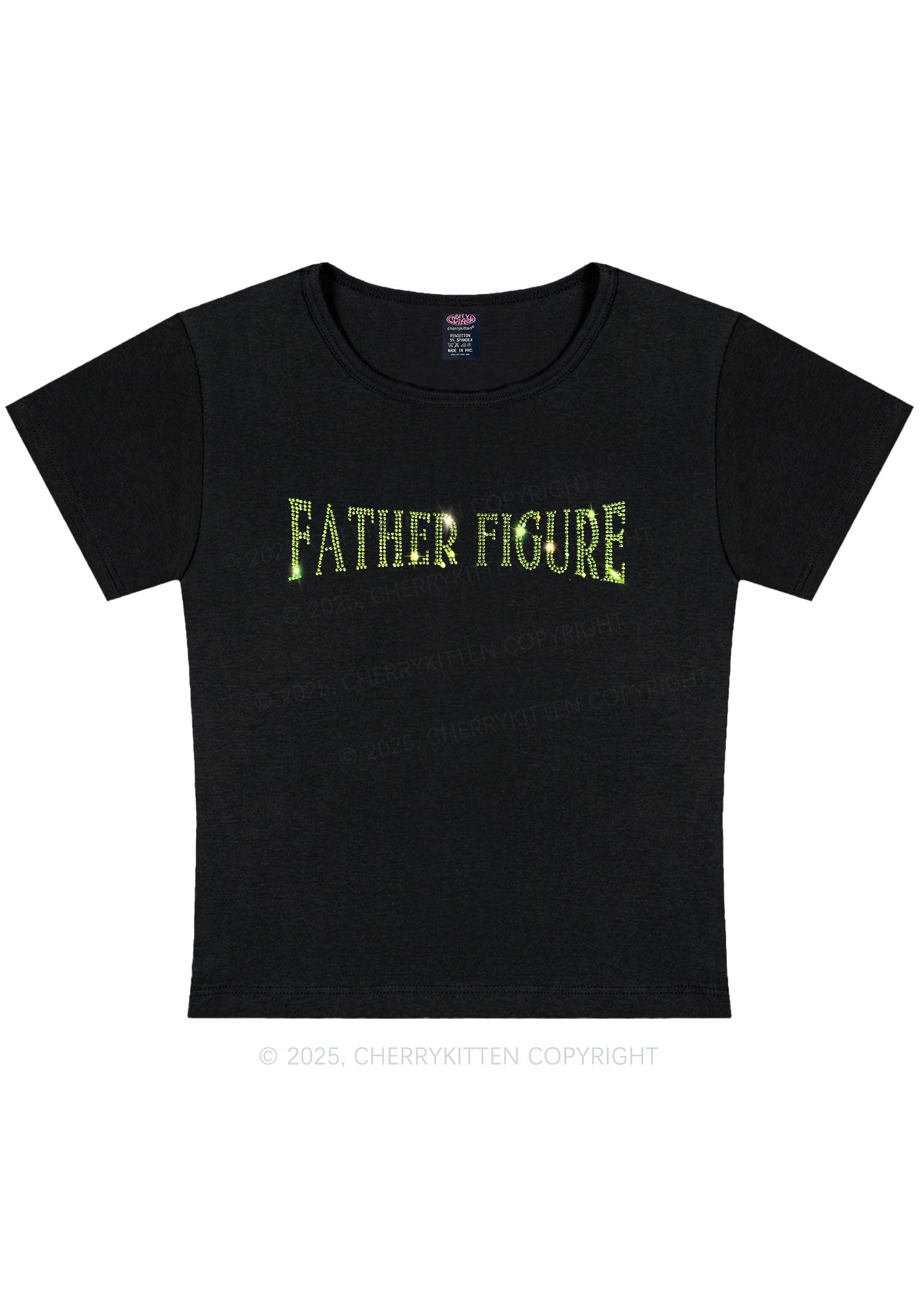 Curvy Rhinestone Father Figure Y2K Baby Tee Cherrykitten