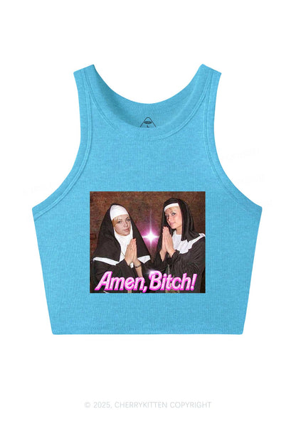 Custom Amen Bxtch Y2K Crop Tank Top Cherrykitten