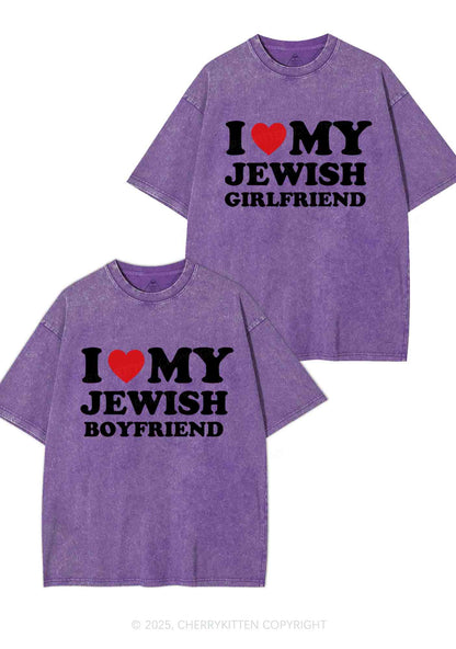 Custom I Love My Jewish GF BF Y2K Valentine's Day Washed Tee Cherrykitten