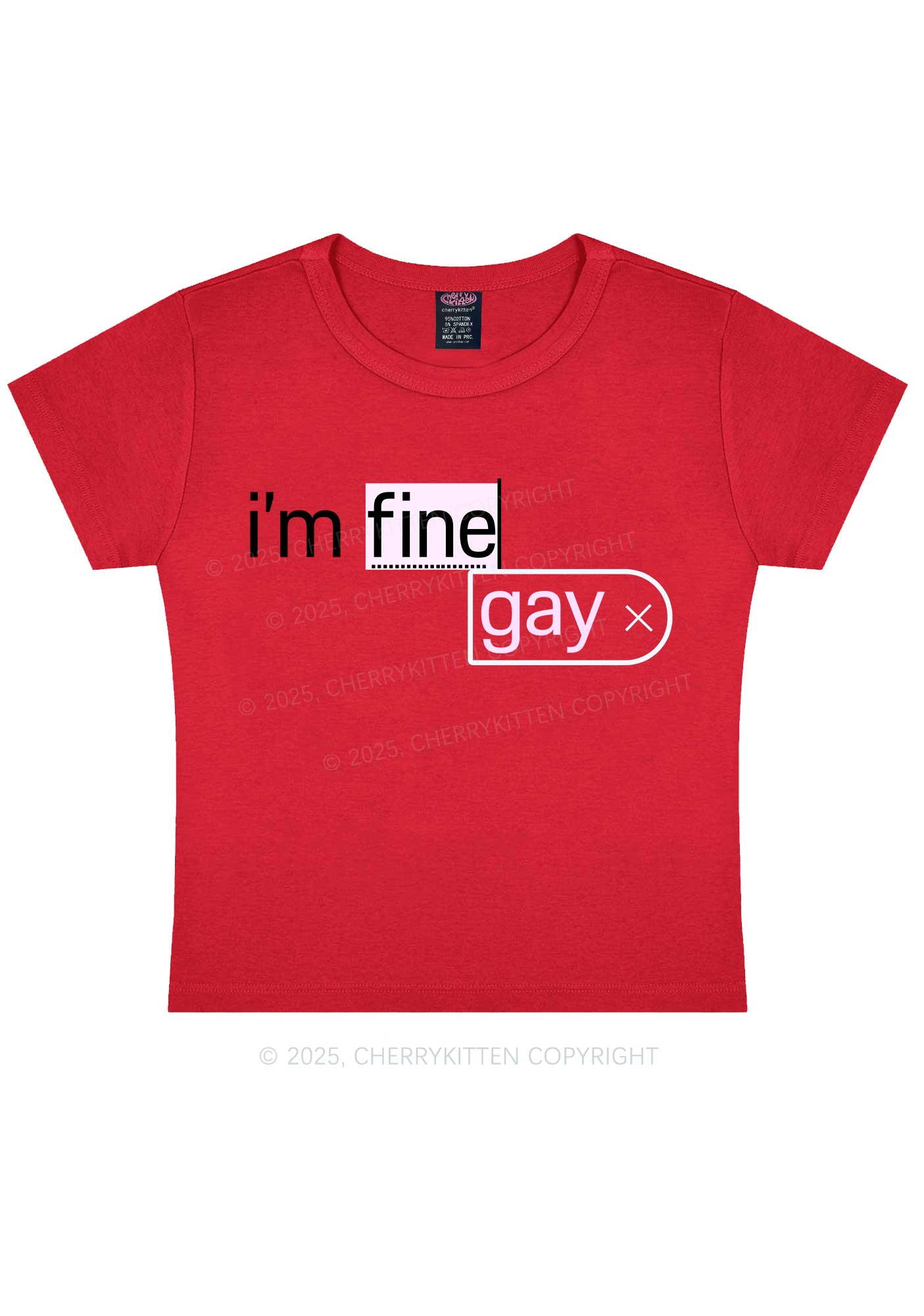 Im Fine Gay Pride Y2K Baby Tee Cherrykitten