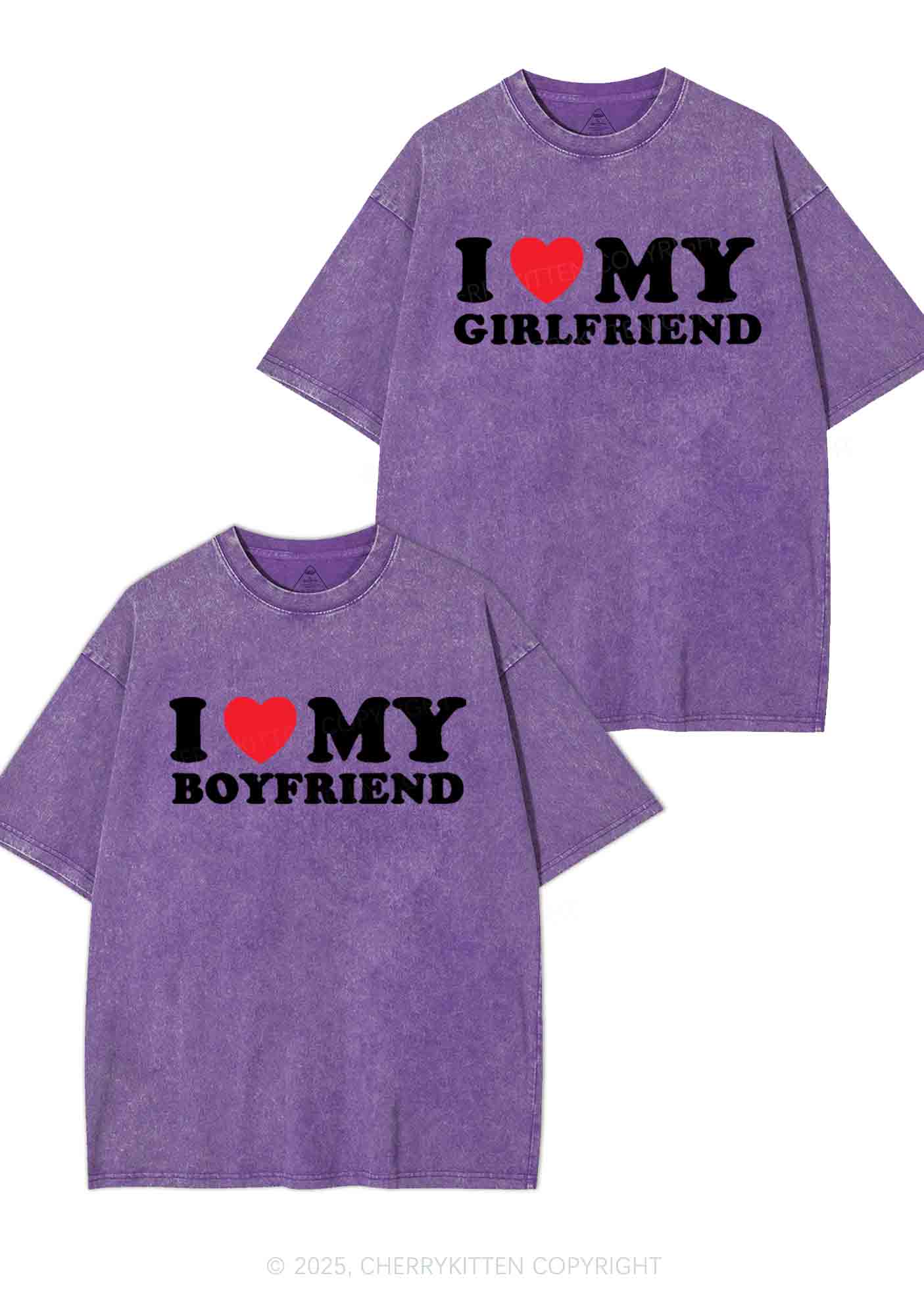 I Love GF BF Y2K Valentine's Day Washed Tee Cherrykitten