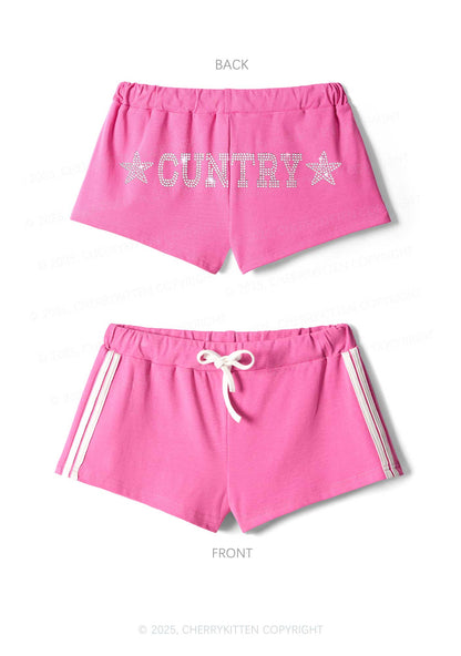 Rhinestone Cuntry Y2K Drawstring Mini Shorts Cherrykitten