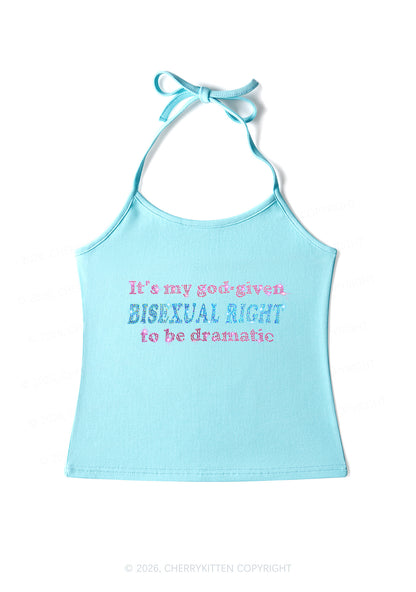 Rhinestone God Given Bisexual Right Pride Y2K Halter Neck Cami Cherrykitten