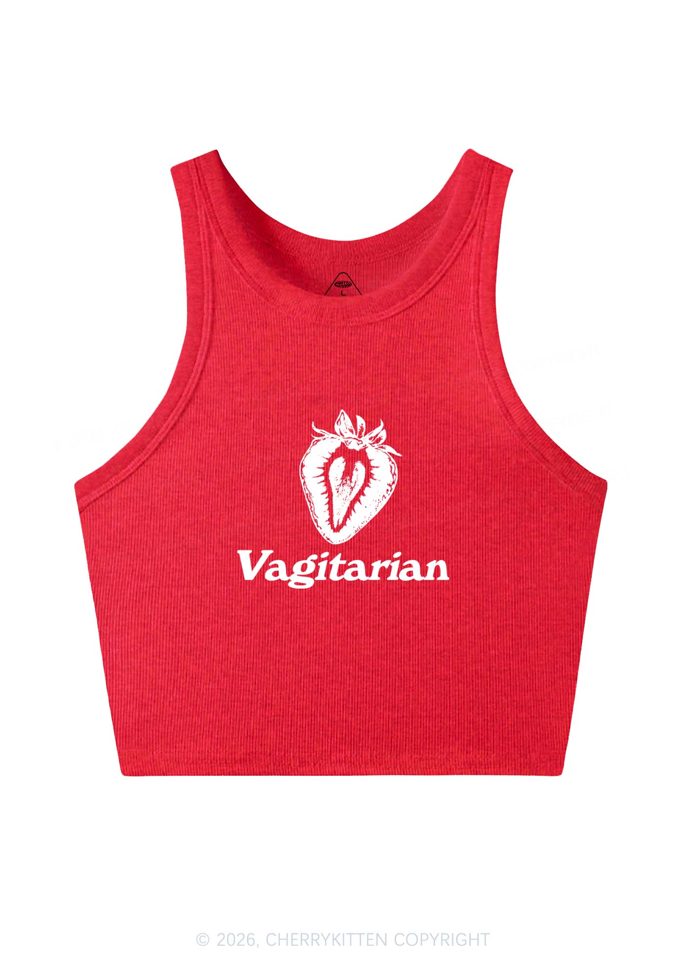 Vagitarian Strawberry Pride Y2K Crop Tank Top Cherrykitten