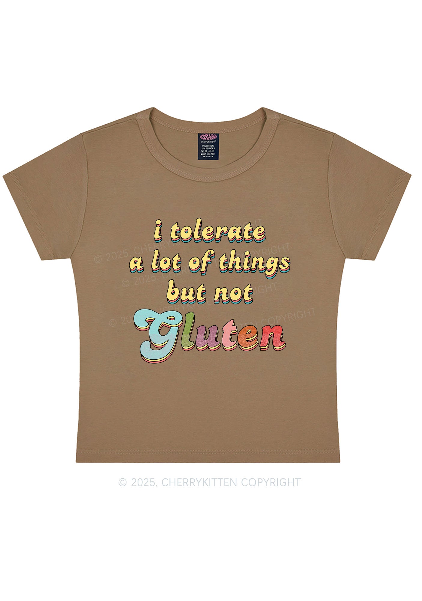 Tolerate Gluten Y2K Baby Tee Cherrykitten